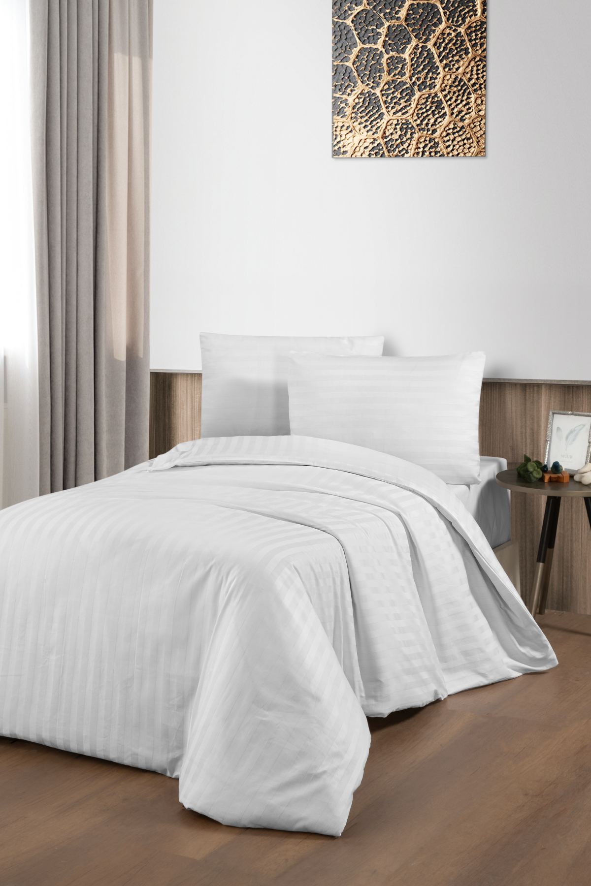 Hermes Pamuk Saten 3 cm Çizgili 300 TC 120 Tel